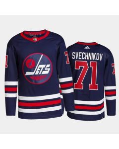 Men's Winnipeg Jets #71 Evgeny Svechnikov 2021/22 Navy Stitched Jersey