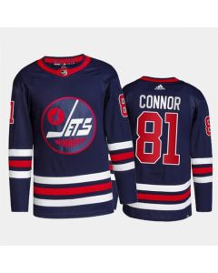 Men's Winnipeg Jets #81 Kyle Connor 2021/22 Navy Stitched Jersey