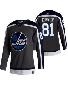 Men's Winnipeg Jets #81 Kyle Connor 2021 Grey Reverse Retro Stitched Jersey