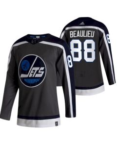 Men's Winnipeg Jets #88 Nathan Beaulieu 2021 Grey Reverse Retro Stitched Jersey