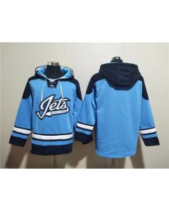 Men's Winnipeg Jets Blank Blue Lace-Up Pullover Hoodie