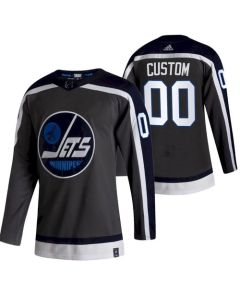 Men's Winnipeg Jets Custom Name Number Size 2021 Grey Reverse Retro Stitched Jersey