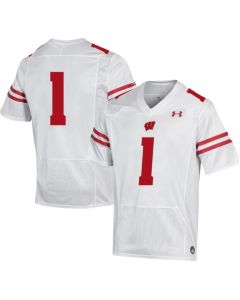 Men's Wisconsin Badgers #1 White Stitched Football Jersey