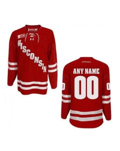 Men's Wisconsin Badgers Custom Red Stitched Jersey