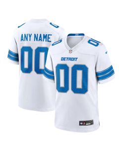 Mens Detroit Lions Road Game Custom White Jersey