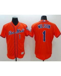 Mets #1 Mookie Wilson Orange Flexbase Authentic Collection Los Mets Stitched MLB Jersey