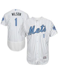 Mets #1 Mookie Wilson White(Blue Strip) Flexbase Authentic Collection 2016 Father's Day Stitched MLB Jersey