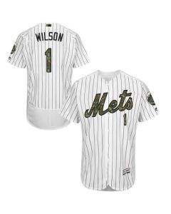 Mets #1 Mookie Wilson White(Blue Strip) Flexbase Authentic Collection 2016 Memorial Day Stitched MLB Jersey