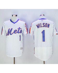 Mets #1 Mookie Wilson White(Blue Strip) Flexbase Authentic Collection Alternate Stitched MLB Jersey