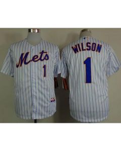 Mets #1 Mookie Wilson White(Blue Strip) Home Cool Base Stitched MLB Jersey