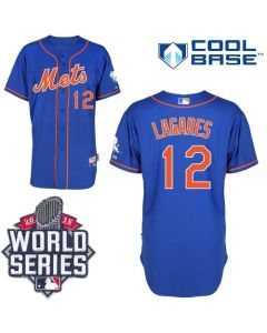 Mets #12 Juan Lagares Blue Alternate Home Cool Base W/2015 World Series Patch Stitched MLB Jersey