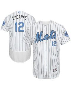 Mets #12 Juan Lagares White(Blue Strip) Flexbase Authentic Collection 2016 Father's Day Stitched MLB Jersey