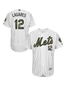 Mets #12 Juan Lagares White(Blue Strip) Flexbase Authentic Collection 2016 Memorial Day Stitched MLB Jersey