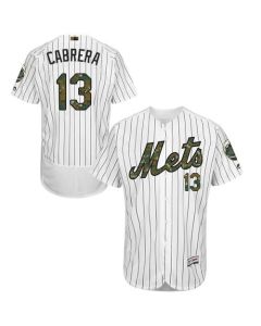 Mets #13 Asdrubal Cabrera White(Blue Strip) Flexbase Authentic Collection 2016 Memorial Day Stitched MLB Jersey