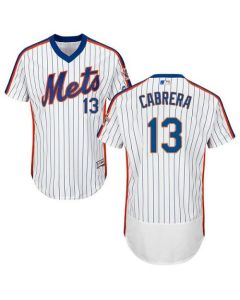 Mets #13 Asdrubal Cabrera White(Blue Strip) Flexbase Authentic Collection Alternate Stitched MLB Jersey