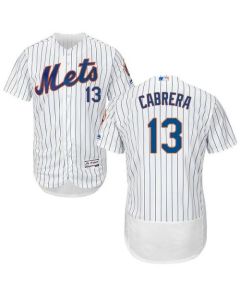 Mets #13 Asdrubal Cabrera White(Blue Strip) Flexbase Authentic Collection Stitched MLB Jersey