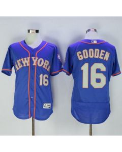 Mets #16 Dwight Gooden Blue(Grey NO.) Flexbase Authentic Collection Stitched MLB Jersey