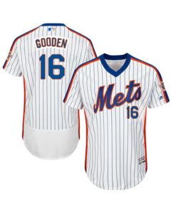 Mets #16 Dwight Gooden White(Blue Strip) Flexbase Authentic Collection Cooperstown Stitched MLB Jersey