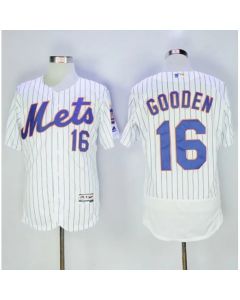 Mets #16 Dwight Gooden White(Blue Strip) Flexbase Authentic Collection Stitched MLB Jersey
