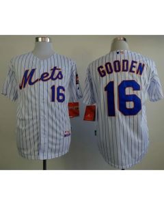 Mets #16 Dwight Gooden White(Blue Strip) Home Cool Base Stitched MLB Jersey