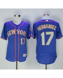 Mets #17 Keith Hernandez Blue(Grey NO.) Flexbase Authentic Collection Stitched MLB Jersey