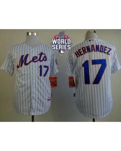 Mets #17 Keith Hernandez White(Blue Strip) Home Cool Base W/2015 World Series Patch Stitched MLB Jersey