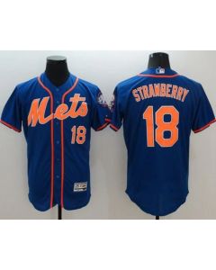 Mets #18 Darryl Strawberry Blue Flexbase Authentic Collection Stitched MLB Jersey