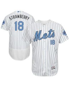 Mets #18 Darryl Strawberry White(Blue Strip) Flexbase Authentic Collection 2016 Father's Day Stitched MLB Jersey