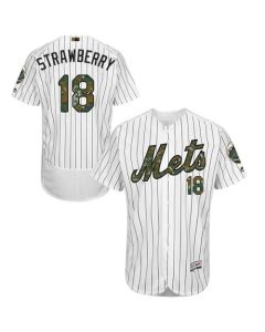 Mets #18 Darryl Strawberry White(Blue Strip) Flexbase Authentic Collection 2016 Memorial Day Stitched MLB Jersey