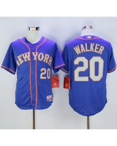 Mets #20 Neil Walker Blue(Grey NO.) Alternate Road Cool Base Stitched MLB Jersey