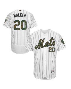 Mets #20 Neil Walker White(Blue Strip) Flexbase Authentic Collection 2016 Memorial Day Stitched MLB Jersey