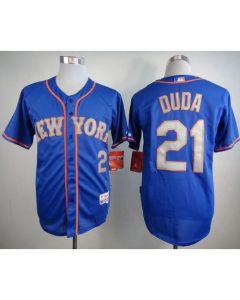 Mets #21 Lucas Duda Blue(Grey NO.) Alternate Road Cool Base Stitched MLB Jersey