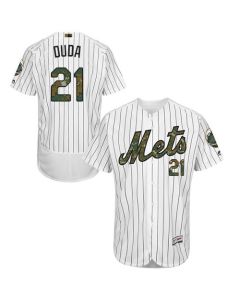Mets #21 Lucas Duda White(Blue Strip) Flexbase Authentic Collection 2016 Memorial Day Stitched MLB Jersey
