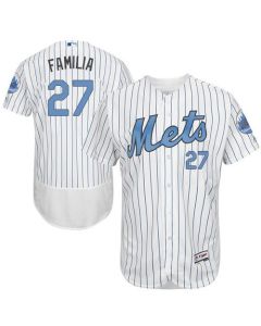 Mets #27 Jeurys Familia White(Blue Strip) Flexbase Authentic Collection 2016 Father's Day Stitched MLB Jersey