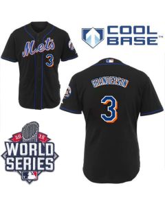 Mets #3 Curtis Granderson Black Cool Base W/2015 World Series Patch Stitched MLB Jersey