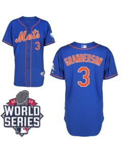 Mets #3 Curtis Granderson Blue Alternate Home Cool Base W/2015 World Series Patch Stitched MLB Jersey