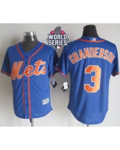 Mets #3 Curtis Granderson Blue Alternate Home New Cool Base W/2015 World Series Patch Stitched MLB Jersey