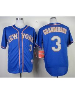 Mets #3 Curtis Granderson Blue(Grey NO.) Alternate Road Cool Base Stitched MLB Jersey