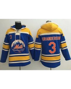 Mets #3 Curtis Granderson Blue Sawyer Hooded Sweatshirt MLB Hoodie