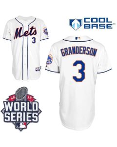 Mets #3 Curtis Granderson White Alternate Cool Base W/2015 World Series Patch Stitched MLB Jersey