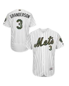 Mets #3 Curtis Granderson White(Blue Strip) Flexbase Authentic Collection 2016 Memorial Day Stitched MLB Jersey