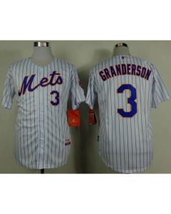 Mets #3 Curtis Granderson White(Blue Strip) Home Cool Base Stitched MLB Jersey