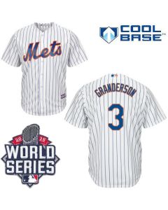 Mets #3 Curtis Granderson White(Blue Strip) New Cool Base W/2015 World Series Patch Stitched MLB Jersey