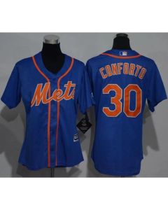 Mets #30 Michael Conforto Blue Alternate Women's Stitched MLB Jersey