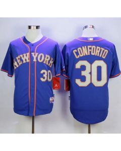 Mets #30 Michael Conforto Blue(Grey NO.) Alternate Road Cool Base Stitched MLB Jersey