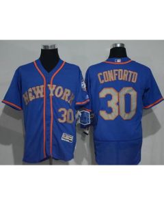 Mets #30 Michael Conforto Blue(Grey NO.) Flexbase Authentic Collection Stitched MLB Jersey