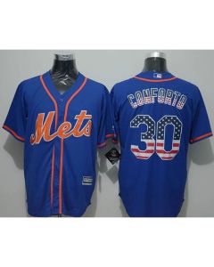 Mets #30 Michael Conforto Blue USA Flag Fashion Stitched MLB Jersey