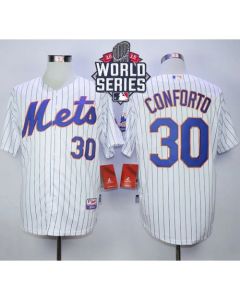 Mets #30 Michael Conforto White(Blue Strip) Cool Base W/2015 World Series Patch Stitched MLB Jersey