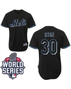 Mets #30 Nolan Ryan Black Fashion W/2015 World Series Patch Stitched MLB Jersey