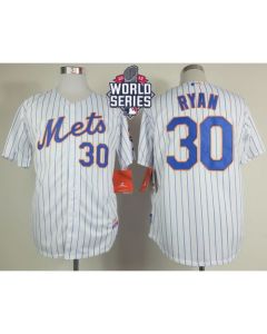 Mets #30 Nolan Ryan White(Blue Strip) Home Cool Base W/2015 World Series Patch Stitched MLB Jersey